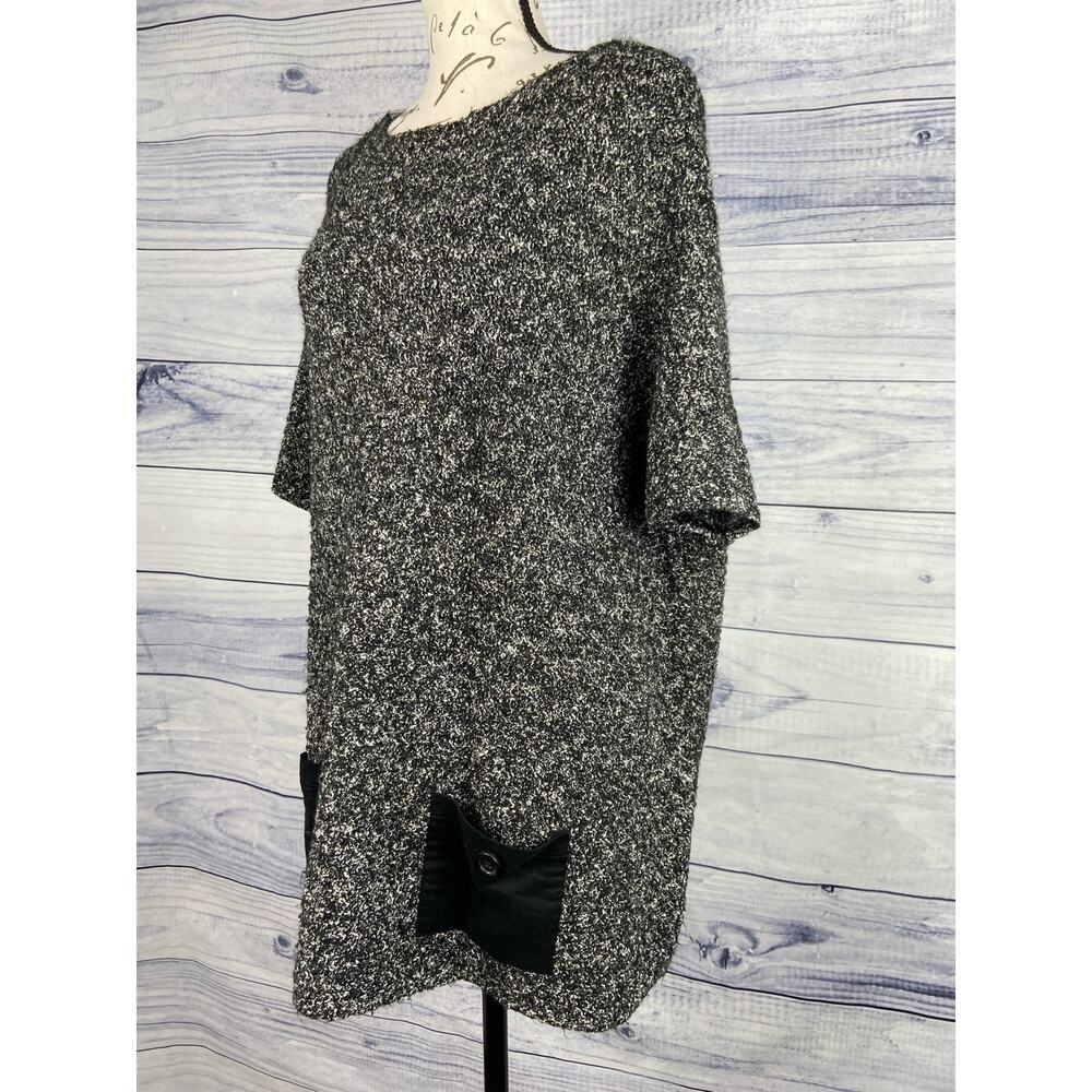 JM Collection Marled Knit Sweater Women 0X Boat Neck Pocket Relaxed Boxy Black